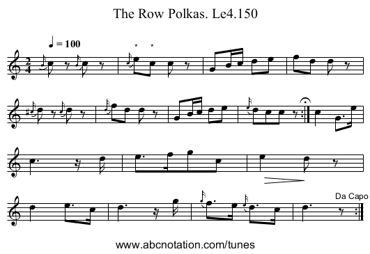 Row Polkas. Le4.150, The - staff notation