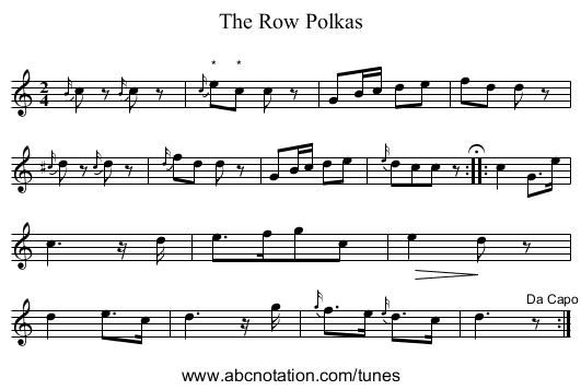 Row Polkas, The - staff notation