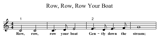 Row, Row, Row Your Boat - staff notation