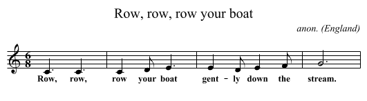 Row, row, row your boat - staff notation