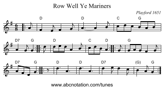 Row Well Ye Mariners - staff notation