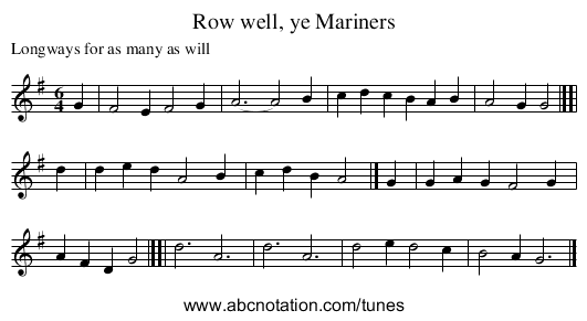 Row well, ye Mariners - staff notation