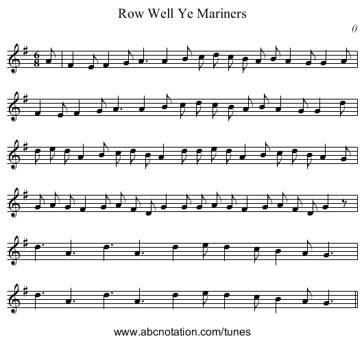 Row Well Ye Mariners - staff notation