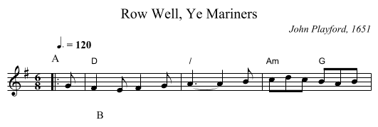 Row Well, Ye Mariners - staff notation