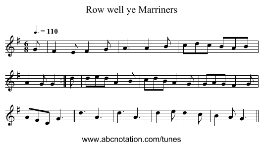 Row well ye Marriners - staff notation