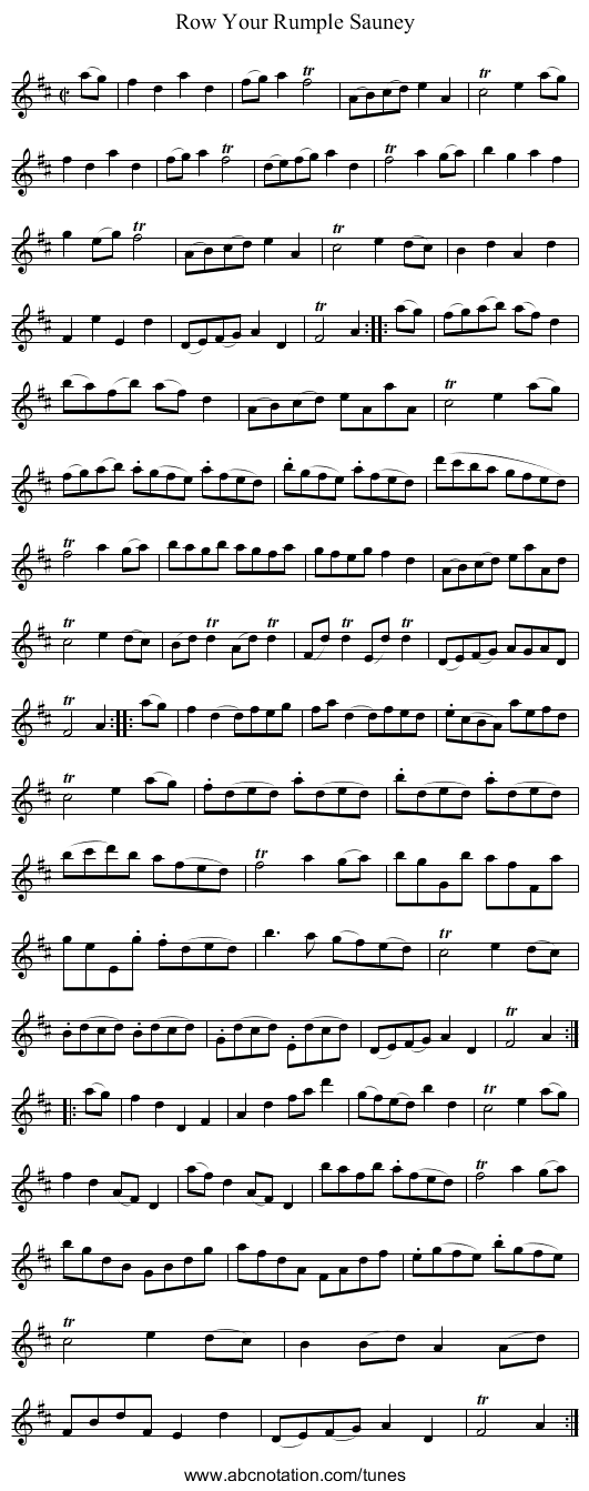 Row Your Rumple Sauney - staff notation