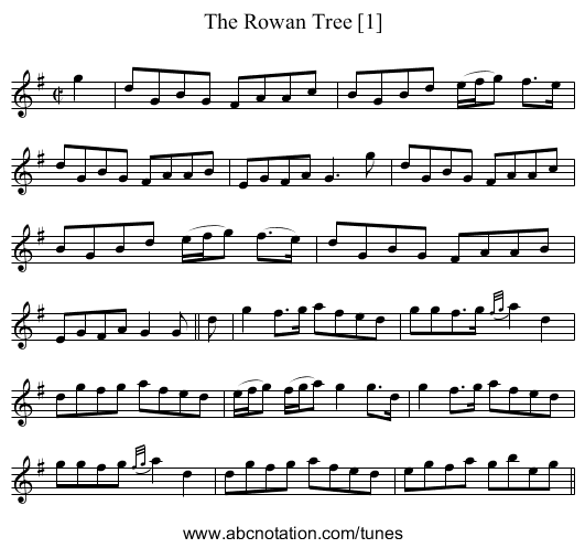 Rowan Tree [1], The - staff notation