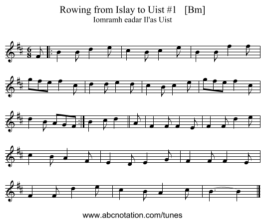 Rowing from Islay to Uist #1   [Bm] - staff notation