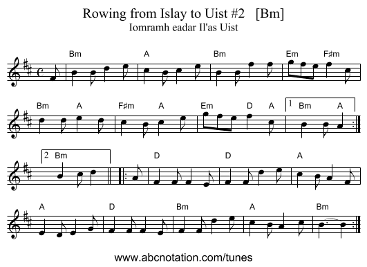 Rowing from Islay to Uist #2   [Bm] - staff notation