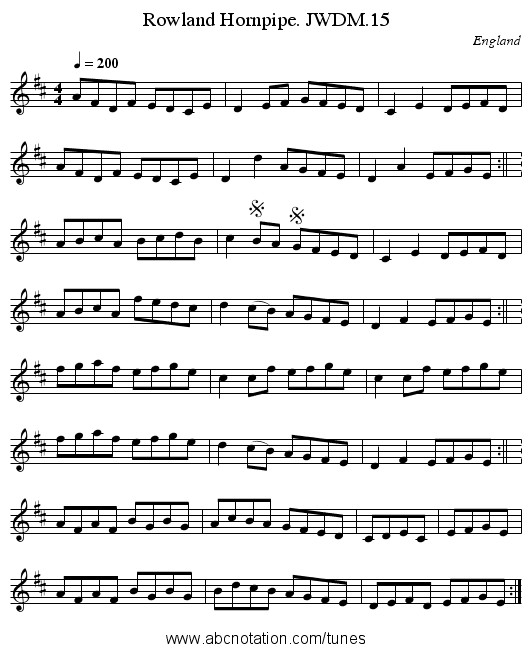 Rowland Hornpipe. JWDM.15 - staff notation