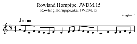 Rowland Hornpipe. JWDM.15 - staff notation