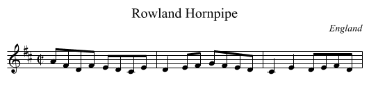 Rowland Hornpipe - staff notation