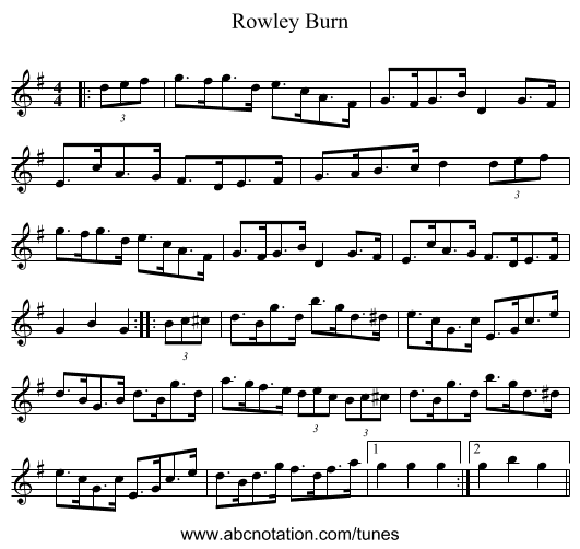 Rowley Burn - staff notation