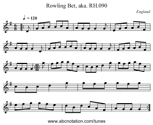 Rowling Bet, aka. RH.090 - staff notation