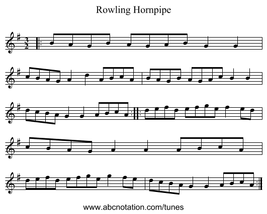 Rowling Hornpipe - staff notation