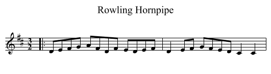 Rowling Hornpipe - staff notation