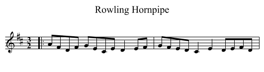 Rowling Hornpipe - staff notation