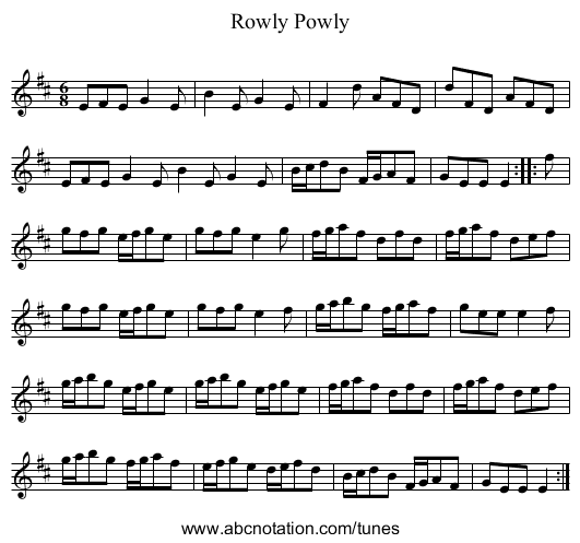 Rowly Powly - staff notation