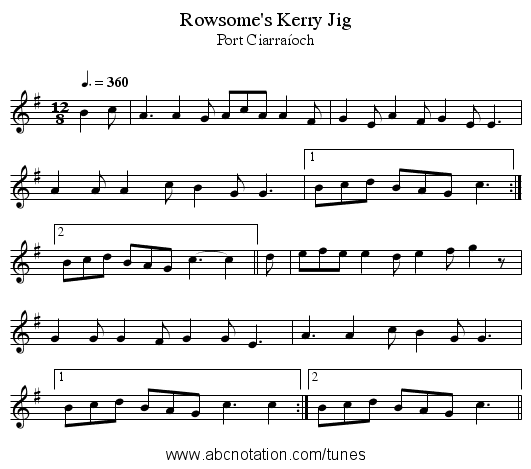 Rowsome's Kerry Jig - staff notation