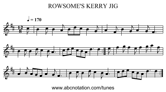 ROWSOME'S KERRY JIG - staff notation