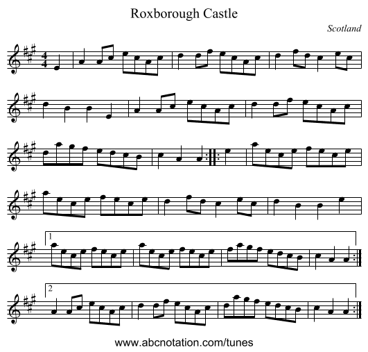 Roxborough Castle - staff notation
