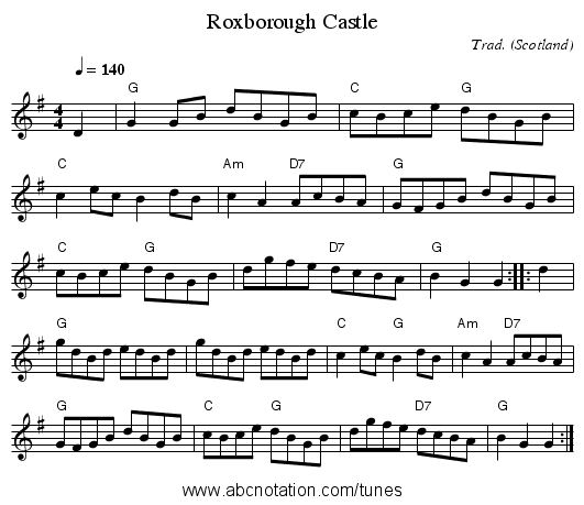 Roxborough Castle - staff notation