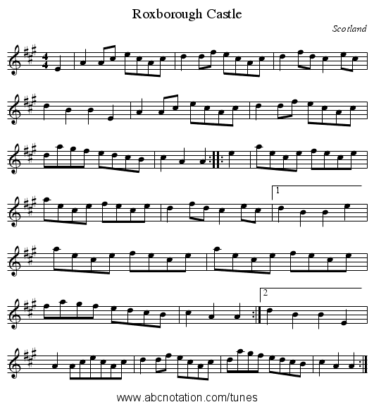 Roxborough Castle - staff notation