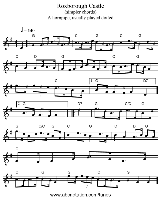Roxborough Castle - staff notation