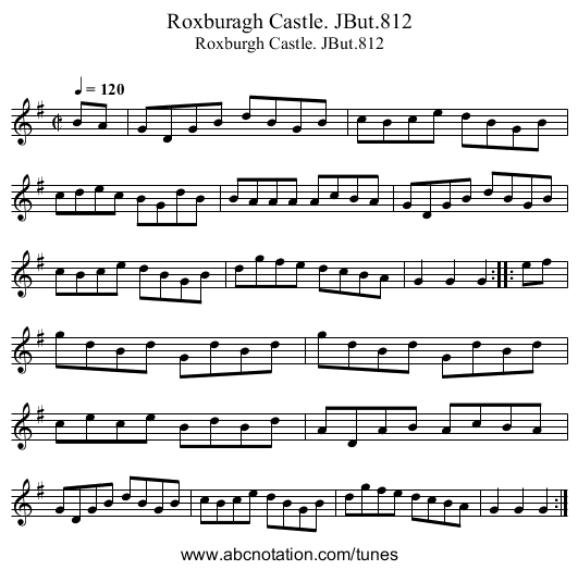 Roxburagh Castle. JBut.812 - staff notation
