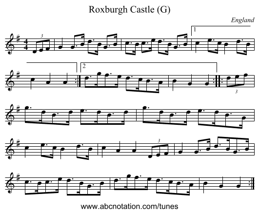 Roxburgh Castle (G) - staff notation