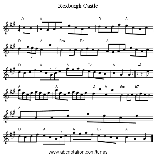 Roxburgh Castle - staff notation