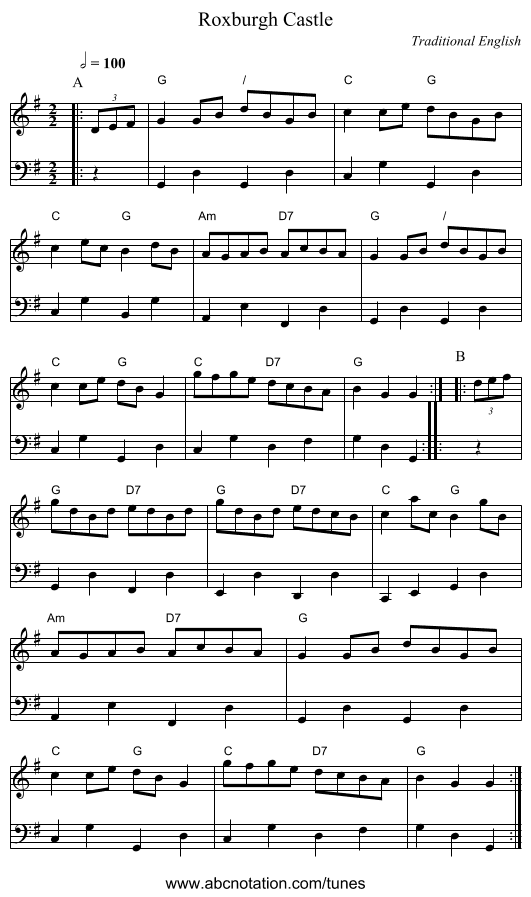 Roxburgh Castle - staff notation
