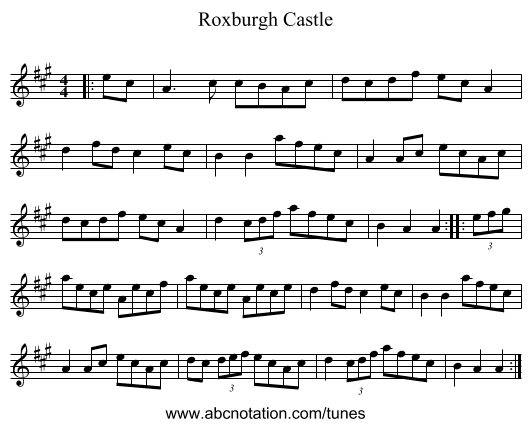 Roxburgh Castle - staff notation