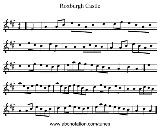 Roxburgh Castle - staff notation