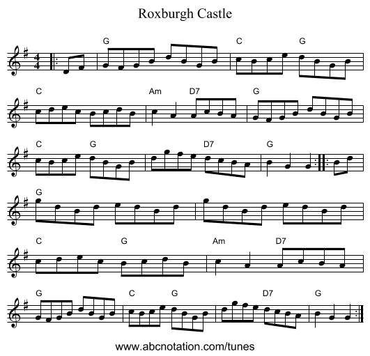 Roxburgh Castle - staff notation