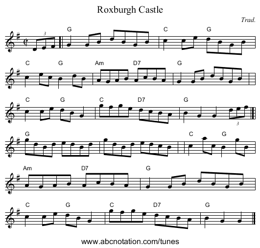 Roxburgh Castle - staff notation