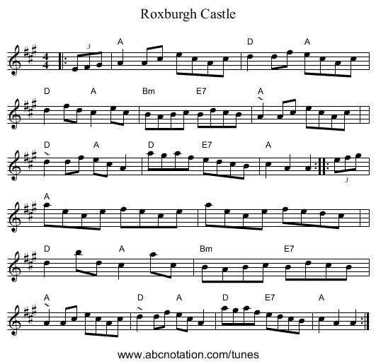 Roxburgh Castle - staff notation