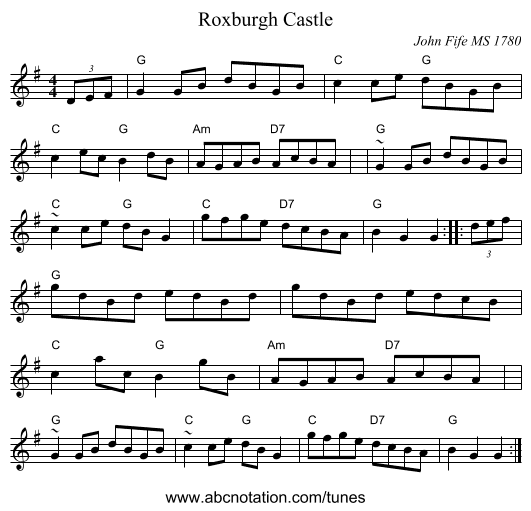 Roxburgh Castle - staff notation