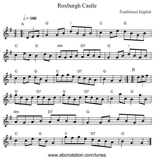 Roxburgh Castle - staff notation