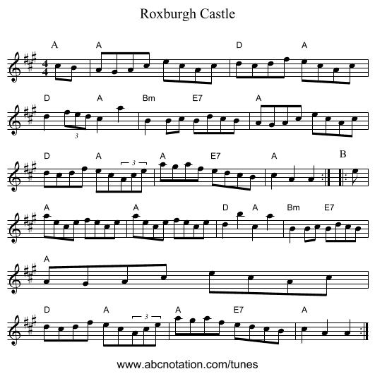 Roxburgh Castle - staff notation