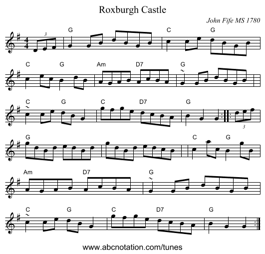 Roxburgh Castle - staff notation
