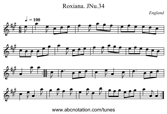 Roxiana. JNu.34 - staff notation