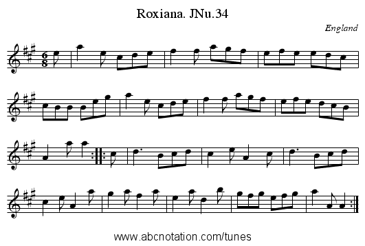 Roxiana. JNu.34 - staff notation