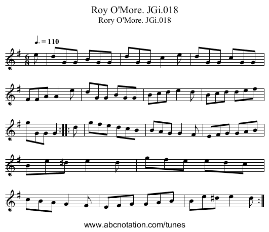 Roy O'More. JGi.018 - staff notation