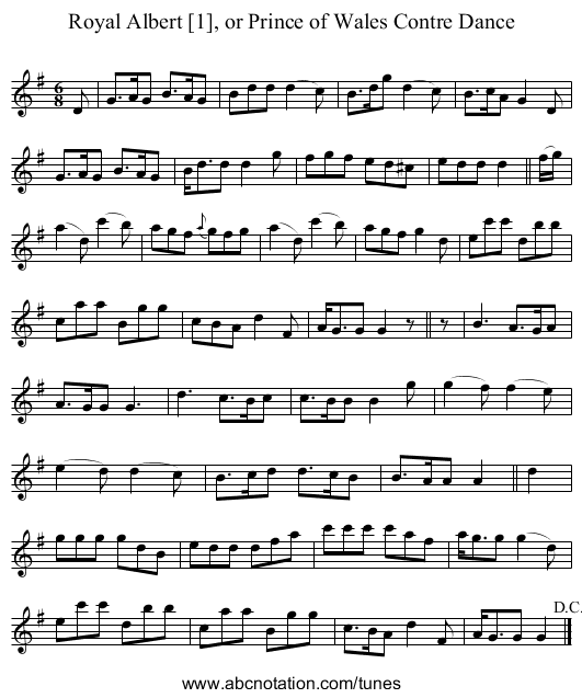 Royal Albert [1], or Prince of Wales Contre Dance - staff notation
