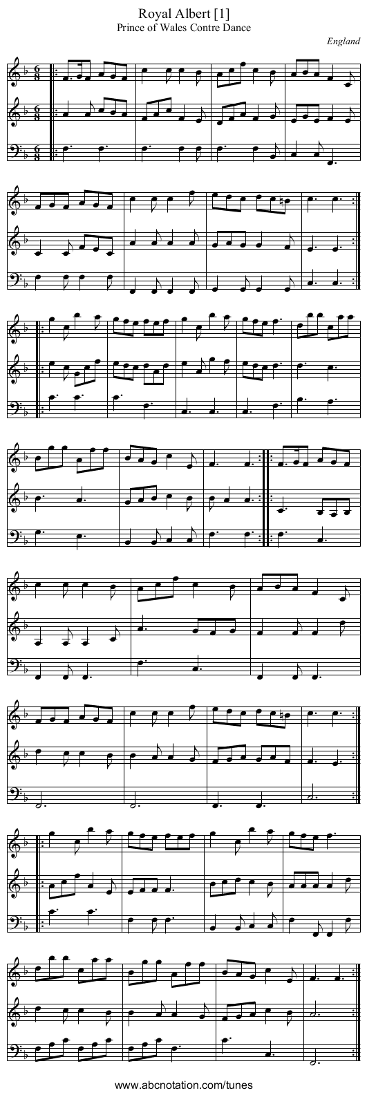 Royal Albert [1] - staff notation