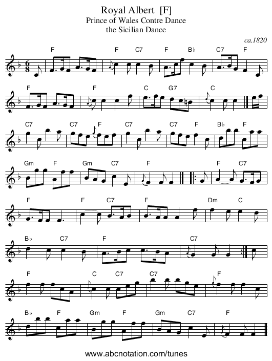 Royal Albert  [F] - staff notation