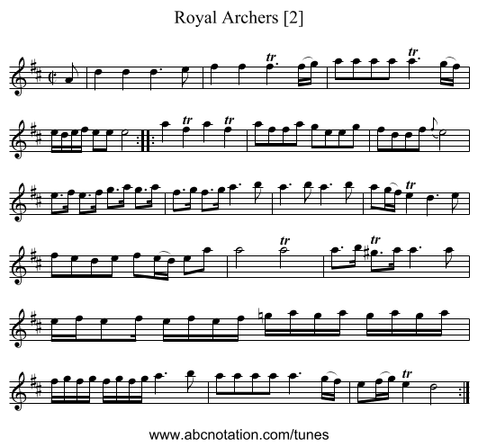 Royal Archers [2] - staff notation