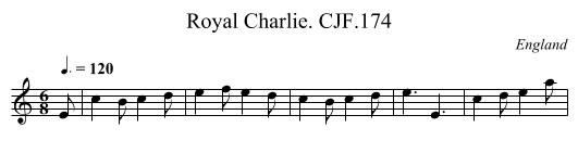 Royal Charlie. CJF.174 - staff notation
