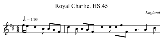 Royal Charlie. HS.45 - staff notation